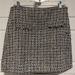 LOFT Tweed Mini Skirt - Black, White, and Gold